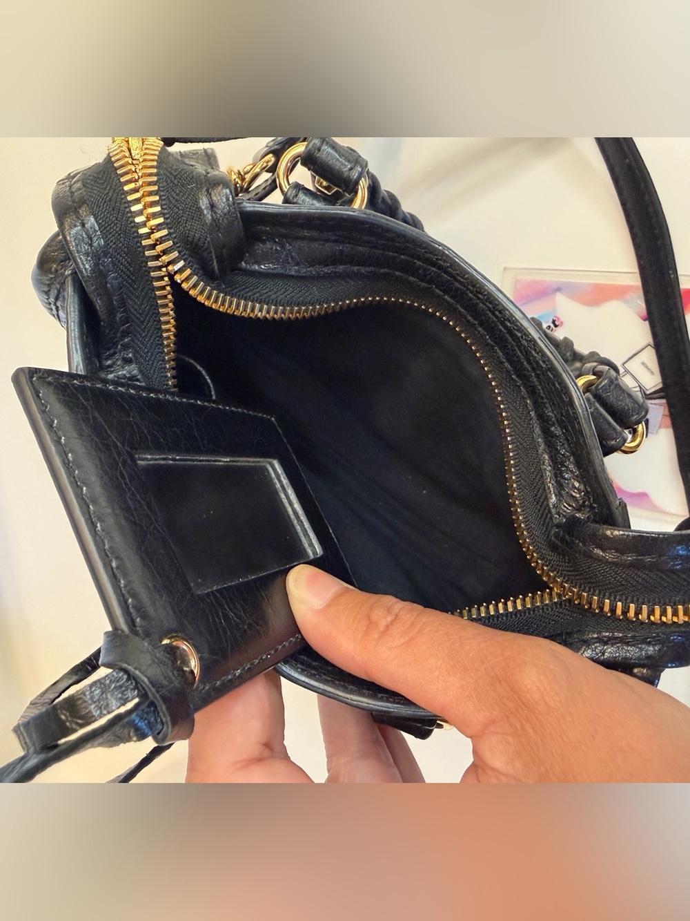 🎀BALENCIAGA Agneau Giant 12 Gold Hardware Micro City Gris Fossile - Picture 15 of 17